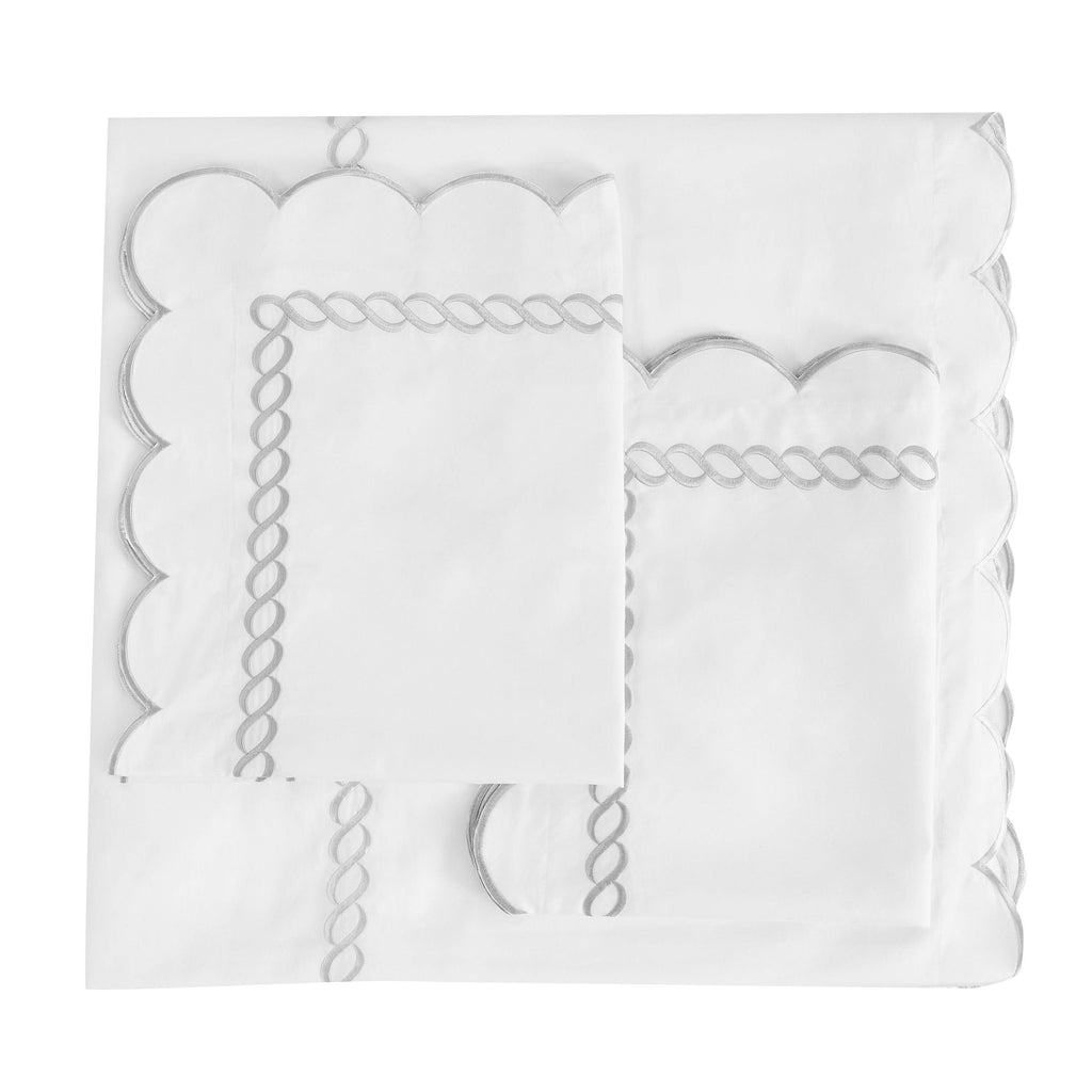 600 Thread Count Scallop Rope Embroidered Cotton Duvet Set