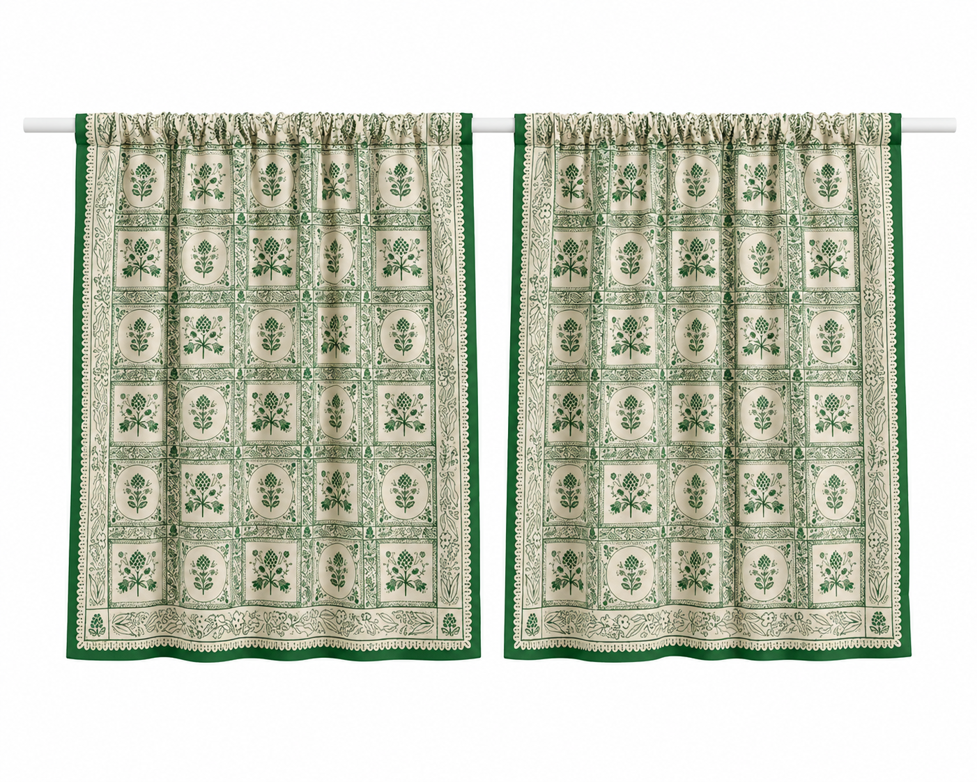 Green Artichoke Curtains (Rifle Paper Co. Pattern)