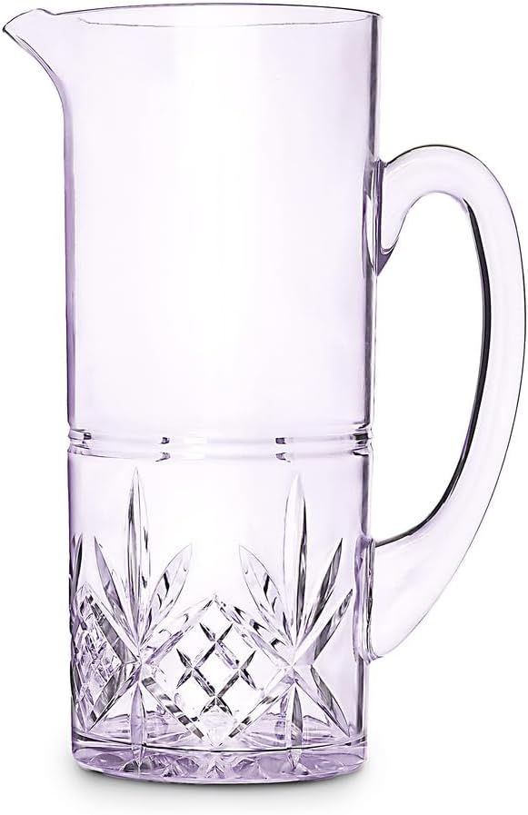 Dublin Acrylic Pitcher Lav – Cut-Glass Style Beverage Server with Handle and Spout for Water, Juice, Iced Tea, and Cocktails
