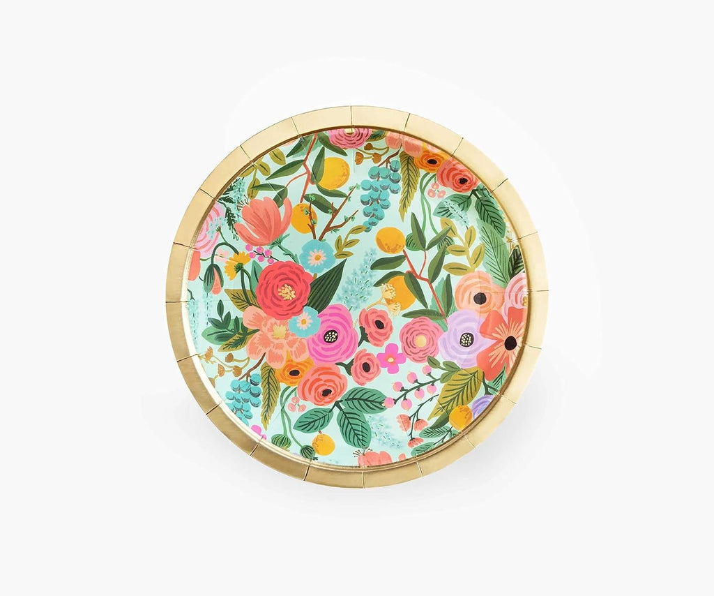 RIFLE PAPER CO. Garden Party Small Paper Plates, Set of 8, Full Color | 7" Diameter, Vibrant Full-Color Illustrated Design, Elegant Touch to Any Celebration, Party, Event, or Gathering
