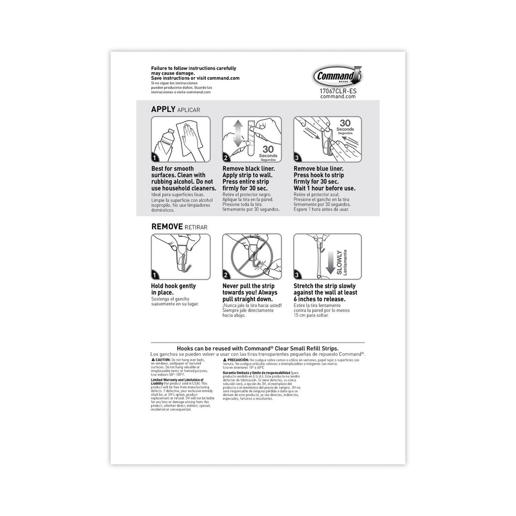 Command Clear Hooks and Strips, Plastic/Wire, Small, 9 Hooks with 12 Adhesive Strips per Pack