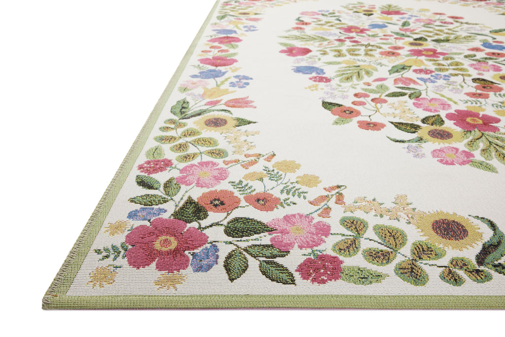 Loloi Rifle Paper Co Perennial Rose/Multi 2'-5" x 3'-11" Accent Rug | PRN-04 Indoor/Outdoor Approx. 2x4 Pink Entryway Kitchen, Vibrant, Bold, Accent Rug
