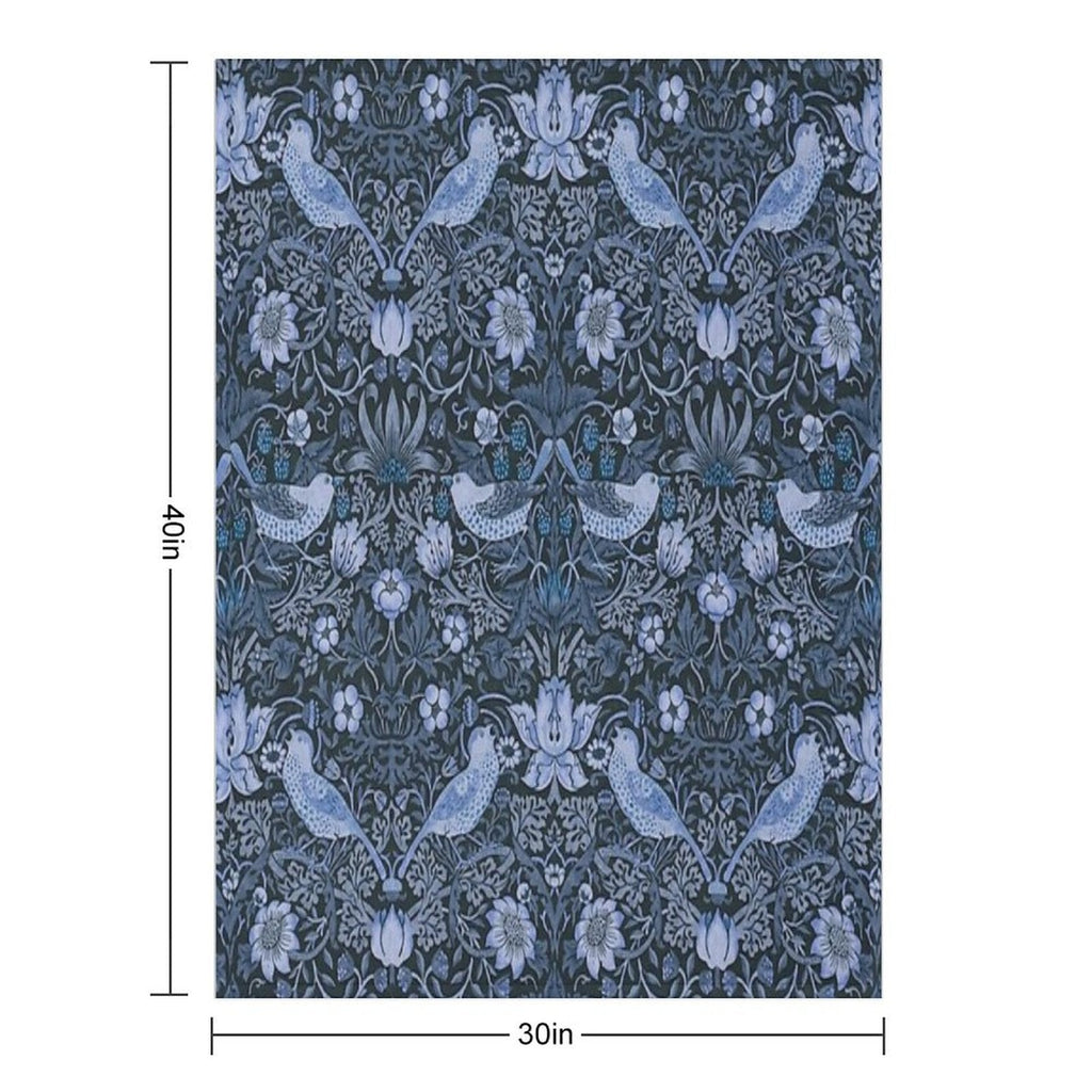 William Morris - Strawberry Thief, Blue Throw Blanket
