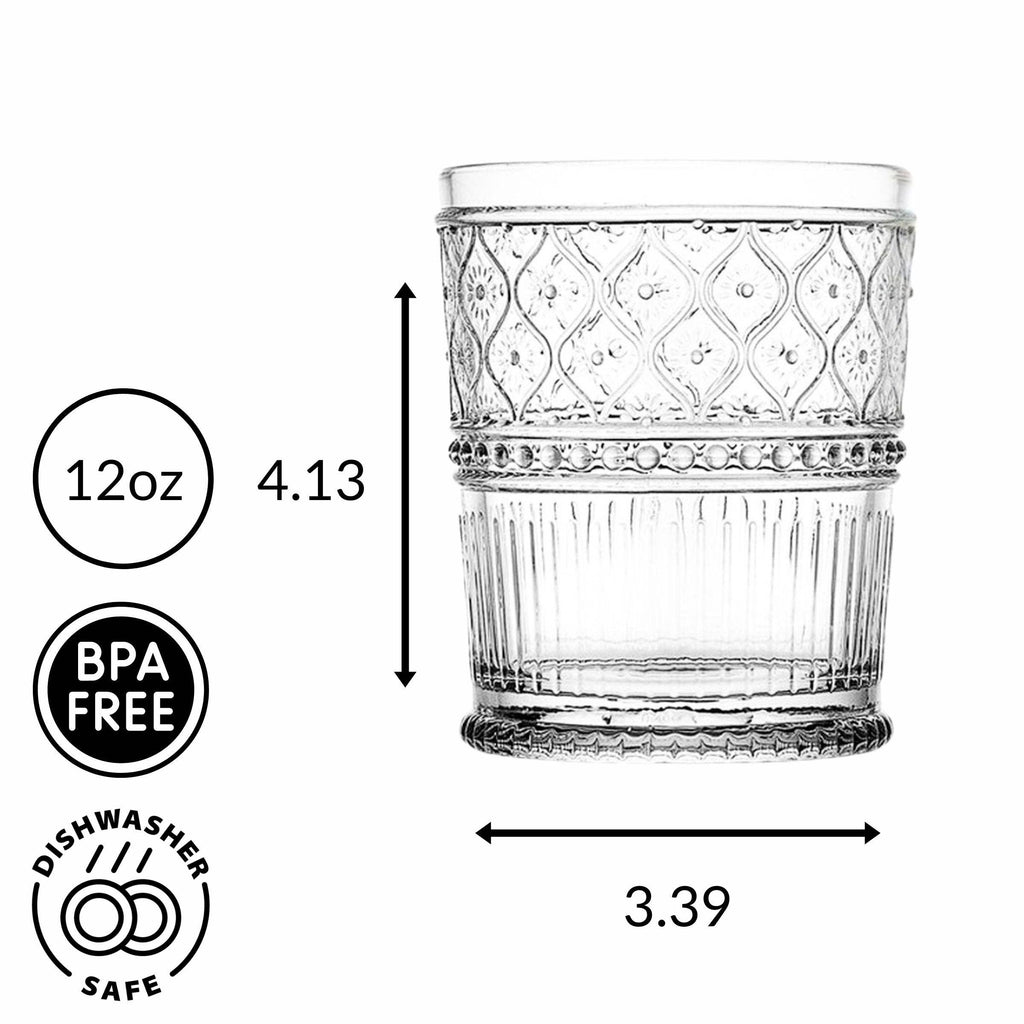 Claro Clear Double Old Fashion, Set of 4