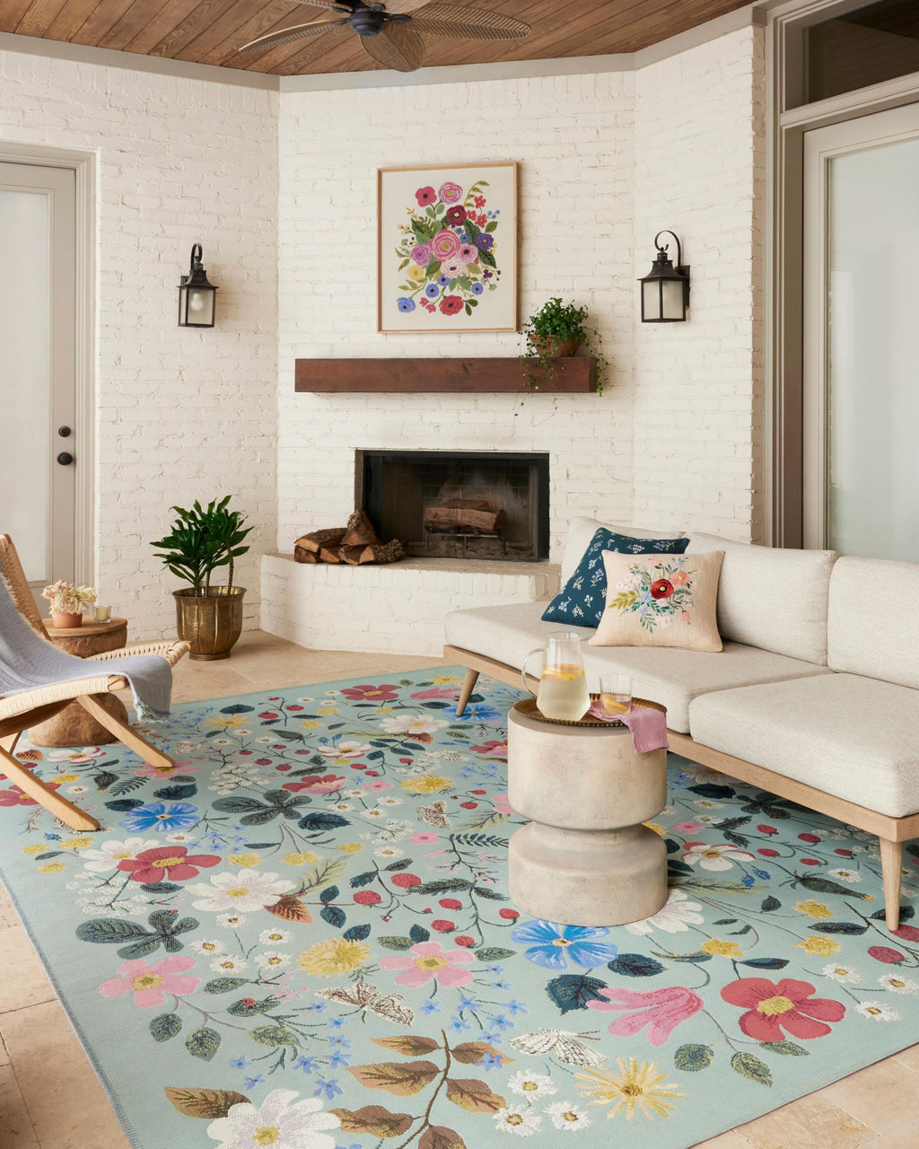 Loloi Rifle Paper Co Perennial Rose/Multi 2'-5" x 3'-11" Accent Rug | PRN-04 Indoor/Outdoor Approx. 2x4 Pink Entryway Kitchen, Vibrant, Bold, Accent Rug