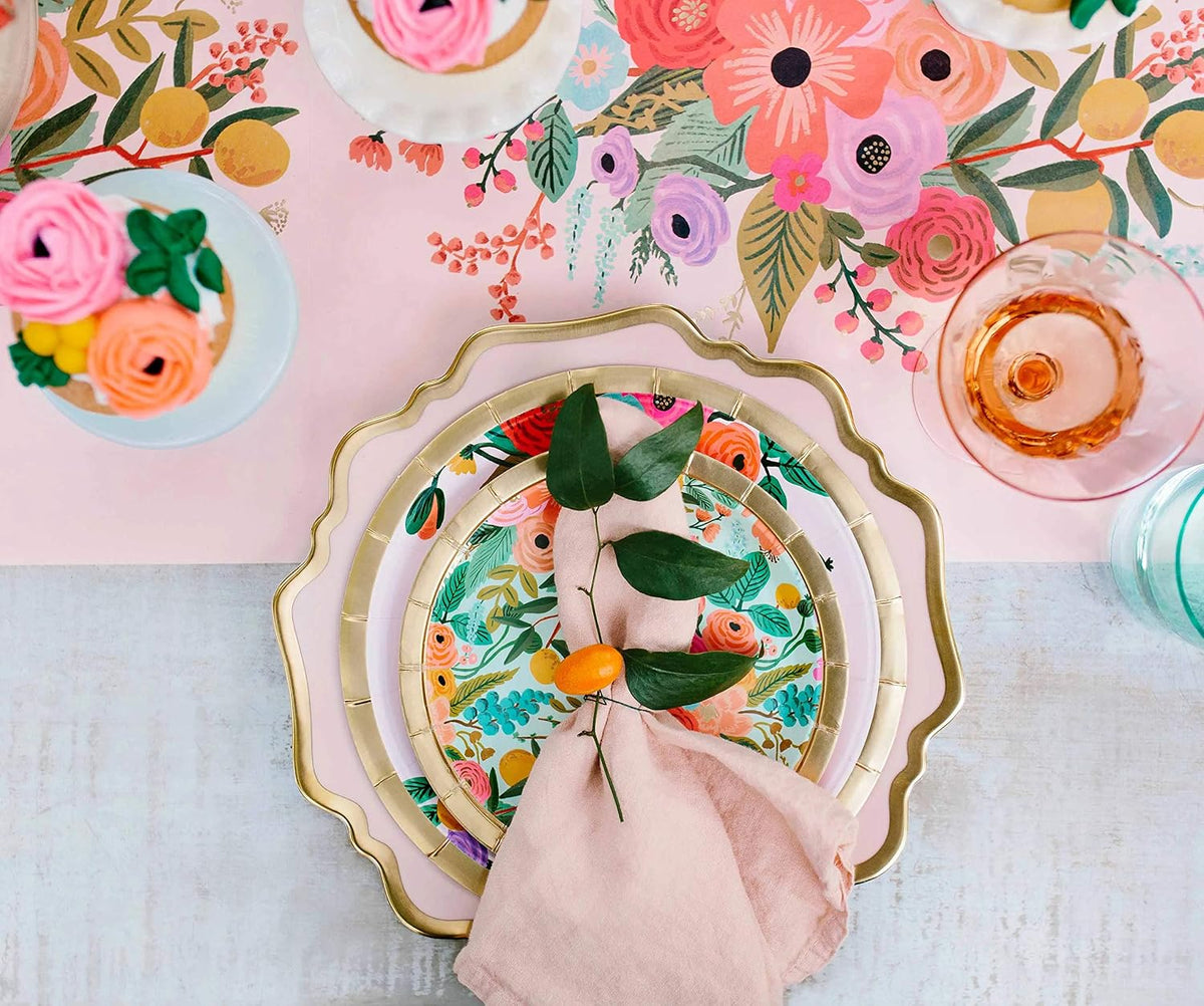 RIFLE PAPER CO. Garden Party Small Paper Plates, Set of 8, Full Color | 7" Diameter, Vibrant Full-Color Illustrated Design, Elegant Touch to Any Celebration, Party, Event, or Gathering