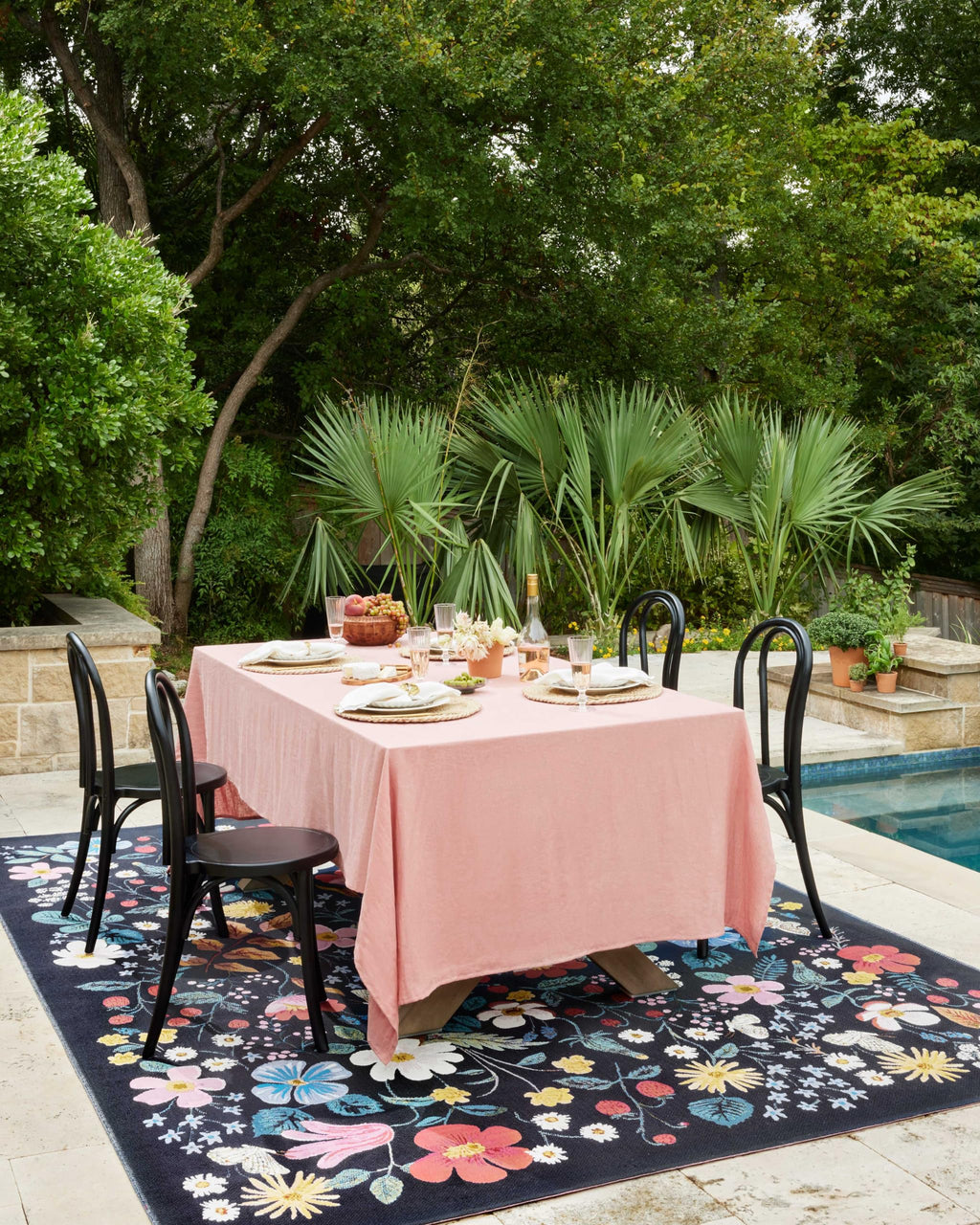 Loloi Rifle Paper Co Perennial Rose/Multi 2'-5" x 3'-11" Accent Rug | PRN-04 Indoor/Outdoor Approx. 2x4 Pink Entryway Kitchen, Vibrant, Bold, Accent Rug