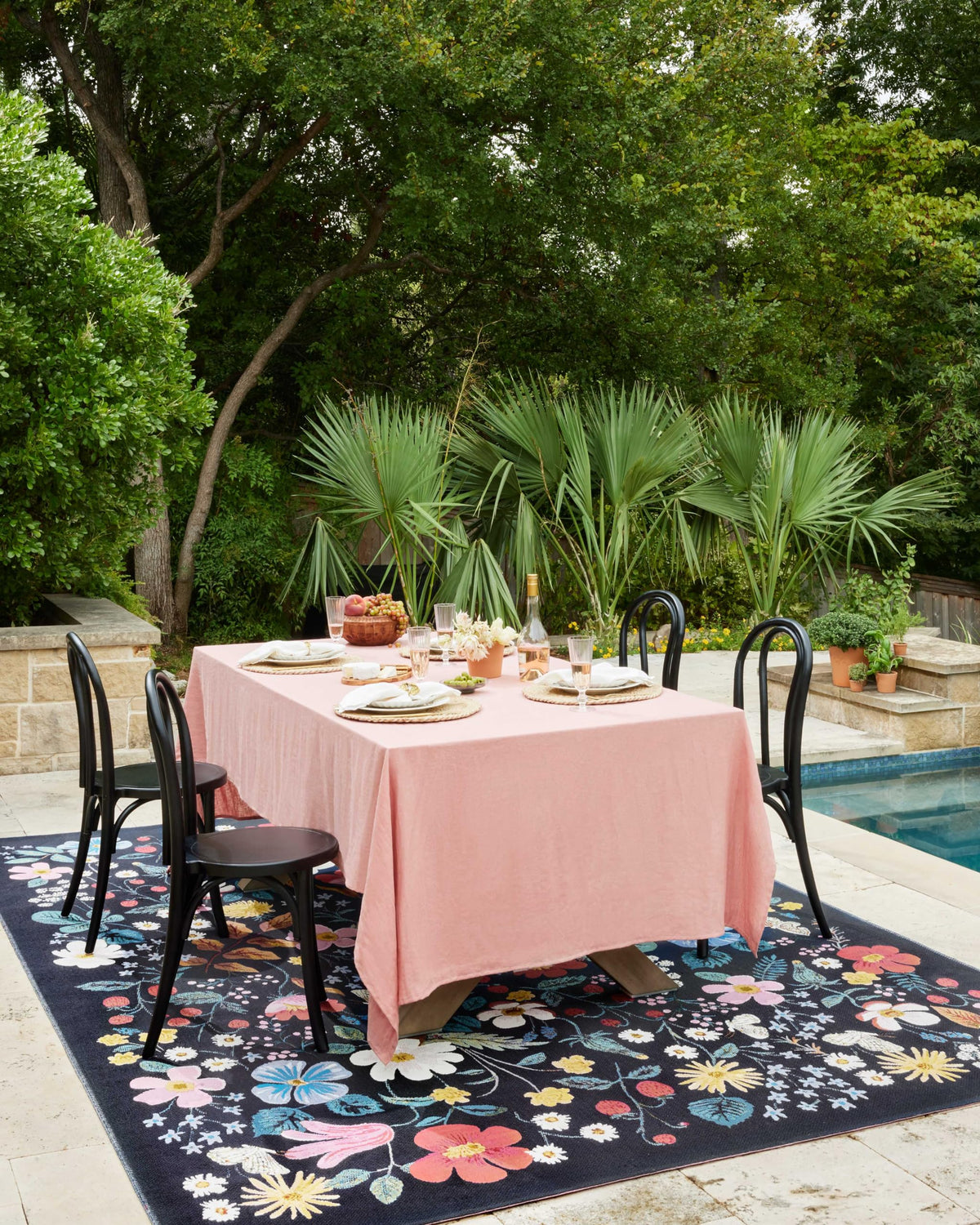 Loloi Rifle Paper Co Perennial Rose/Multi 2'-5" x 3'-11" Accent Rug | PRN-04 Indoor/Outdoor Approx. 2x4 Pink Entryway Kitchen, Vibrant, Bold, Accent Rug