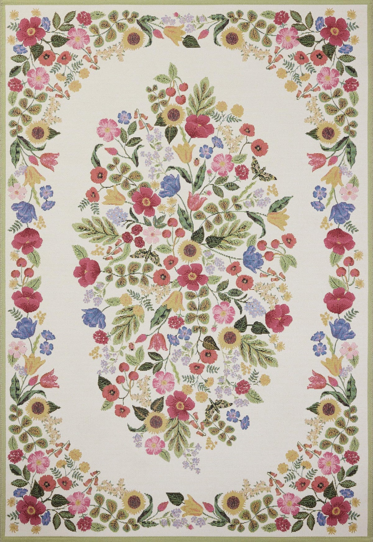Loloi Rifle Paper Co Perennial Rose/Multi 2'-5" x 3'-11" Accent Rug | PRN-04 Indoor/Outdoor Approx. 2x4 Pink Entryway Kitchen, Vibrant, Bold, Accent Rug