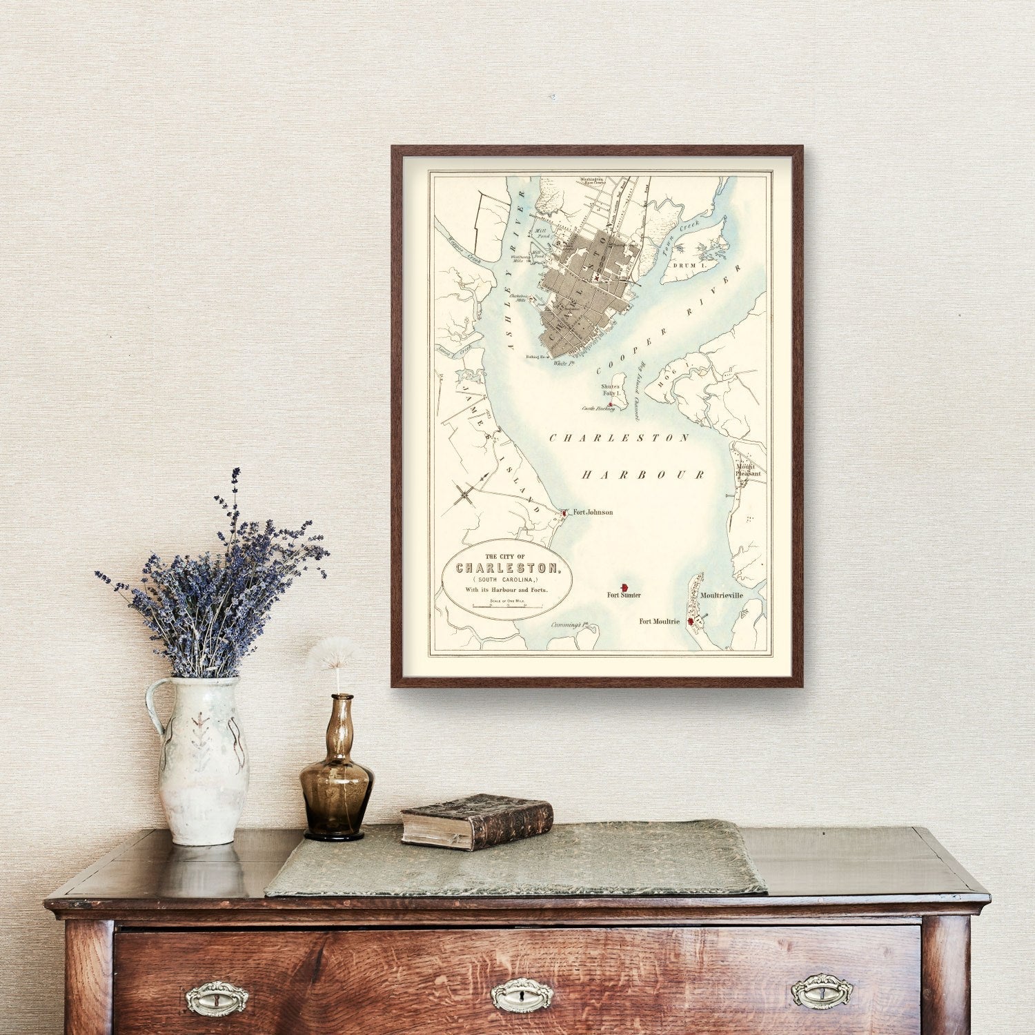 Vintage Map of Charleston, South Carolina 1857