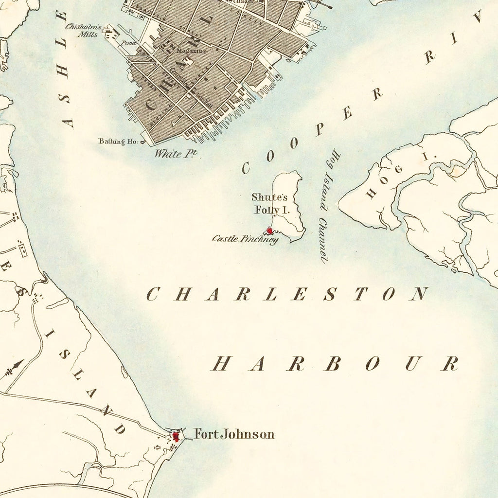 Vintage Map of Charleston, South Carolina 1857
