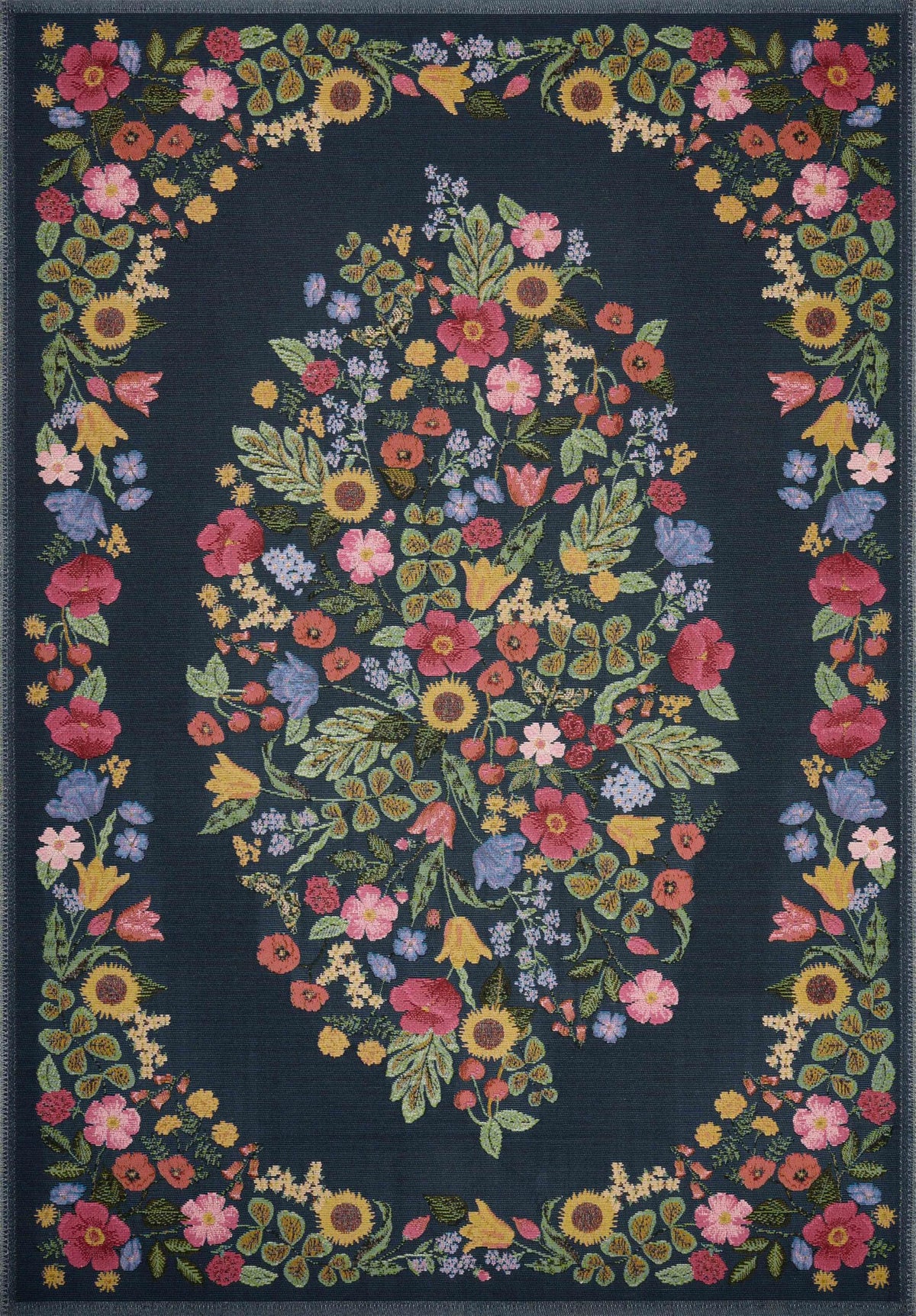 Loloi Rifle Paper Co Perennial Rose/Multi 2'-5" x 3'-11" Accent Rug | PRN-04 Indoor/Outdoor Approx. 2x4 Pink Entryway Kitchen, Vibrant, Bold, Accent Rug