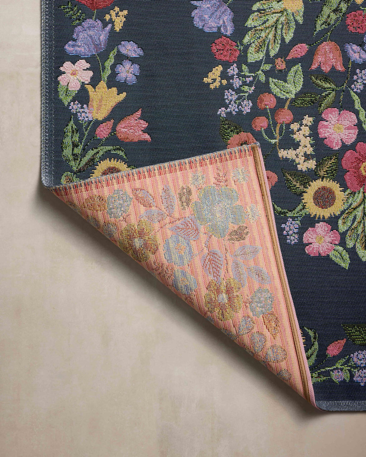 Loloi Rifle Paper Co Perennial Rose/Multi 2'-5" x 3'-11" Accent Rug | PRN-04 Indoor/Outdoor Approx. 2x4 Pink Entryway Kitchen, Vibrant, Bold, Accent Rug