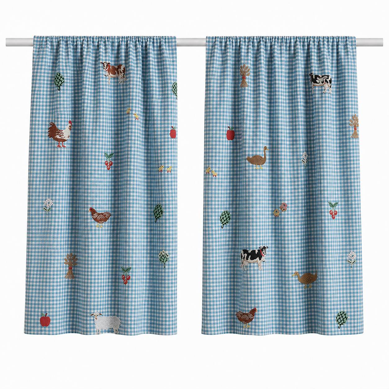 Country Farm Gingham Curtains (Rifle Paper Co. Pattern)