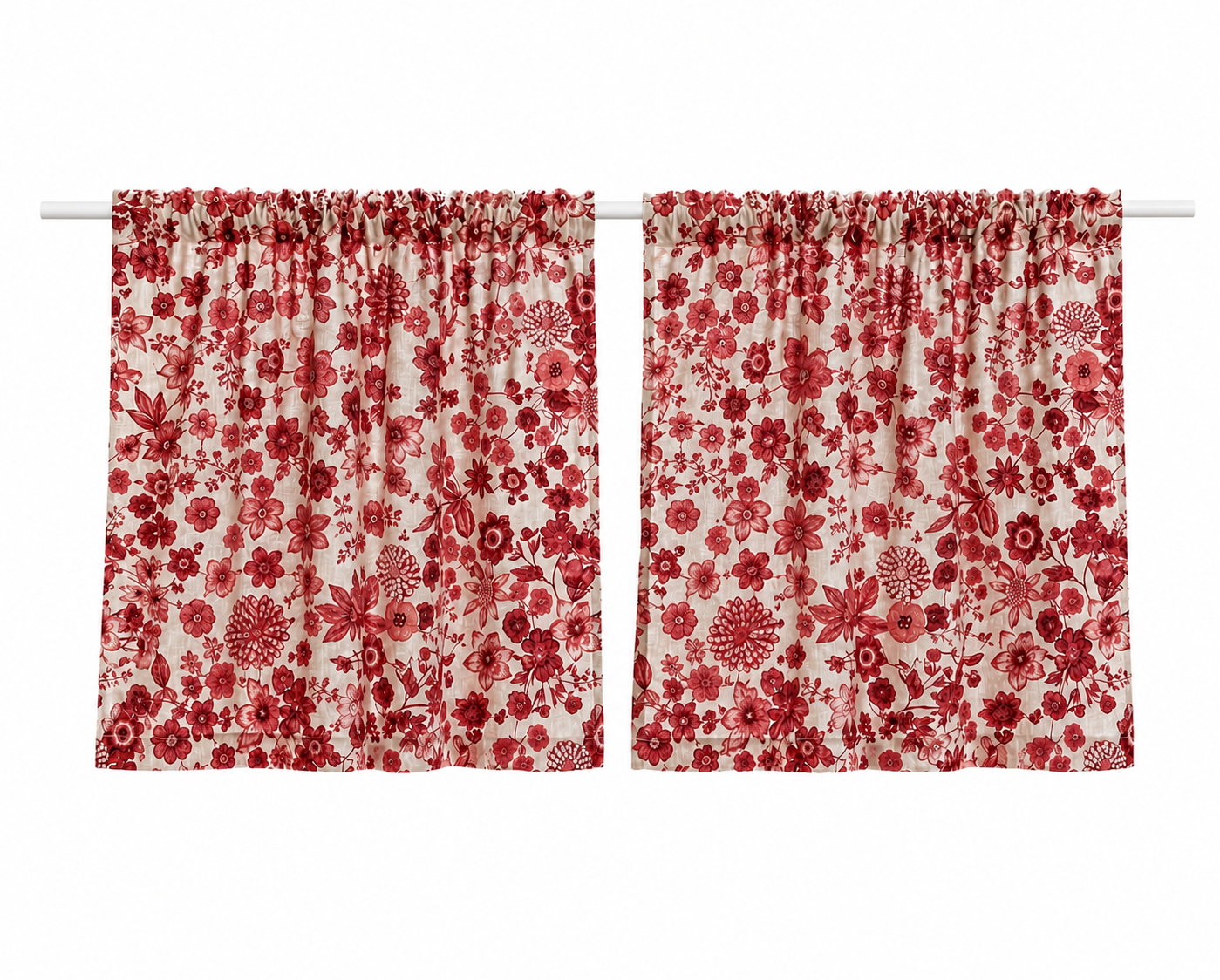 Berry Color Floral Ditsy Curtains