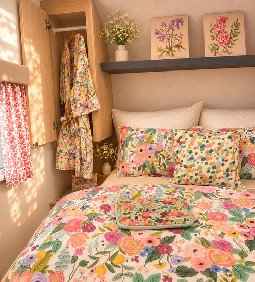 Berry Color Floral Ditsy Curtains