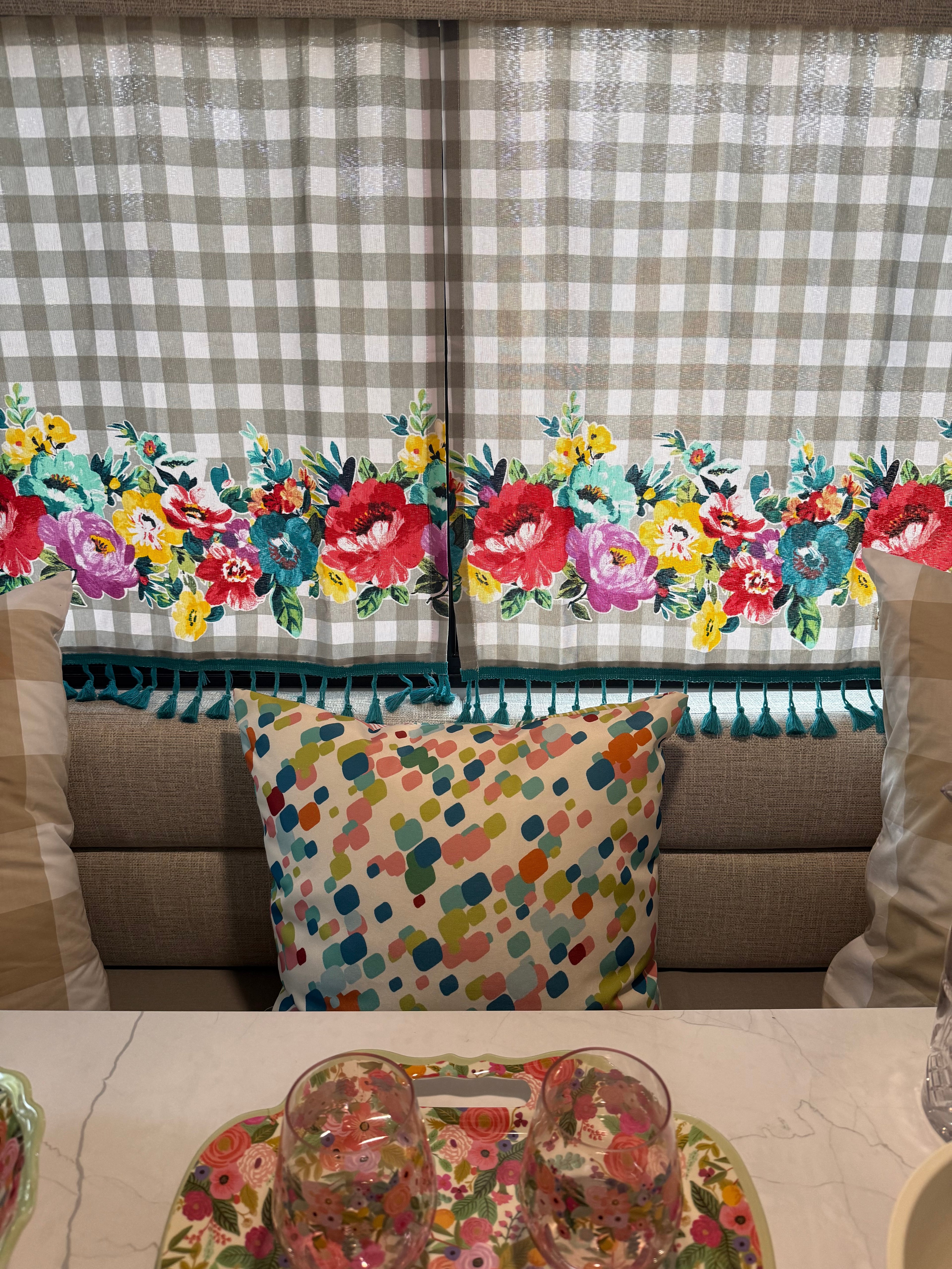 Pretty Camper Teal Floral Curtains