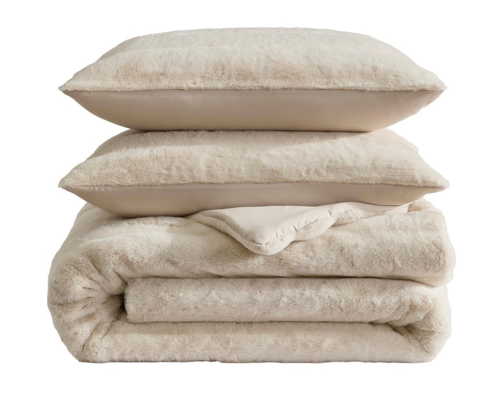 Laura Ashley Faux Fur Comforter Set - Queen
