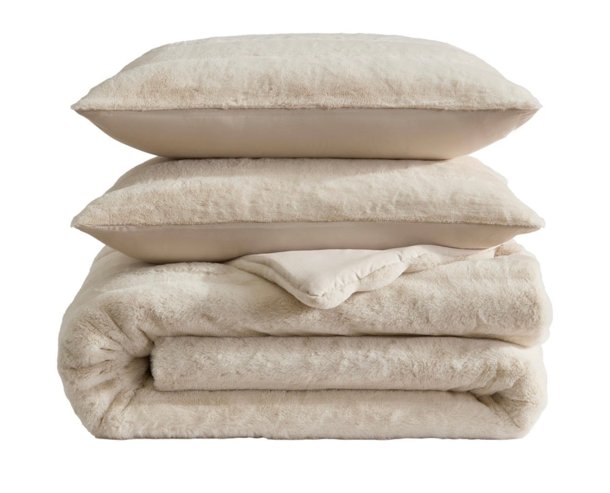 Laura Ashley Faux Fur Comforter Set - Queen
