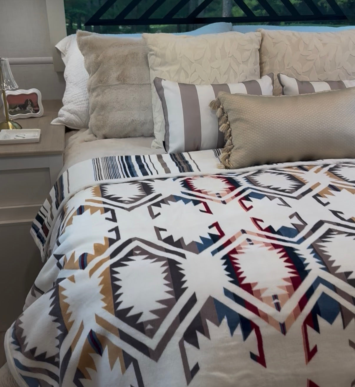 Laura Ashley Faux Fur Comforter Set - Queen