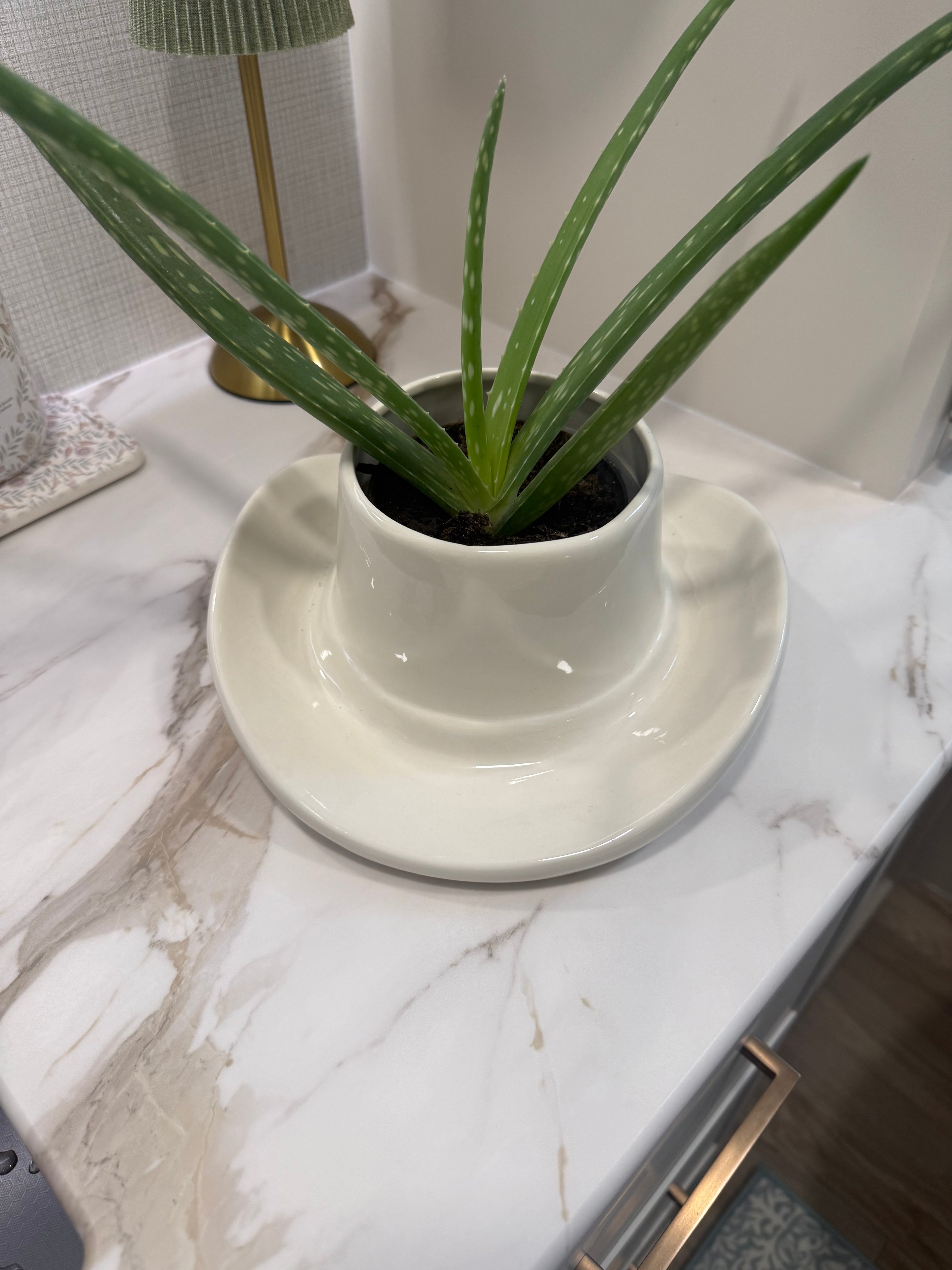 Cowboy Hat Planter - Cream