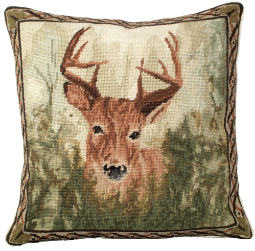 Michaelian Home Elk and Deer Needlepoint Pillows (Set 2)