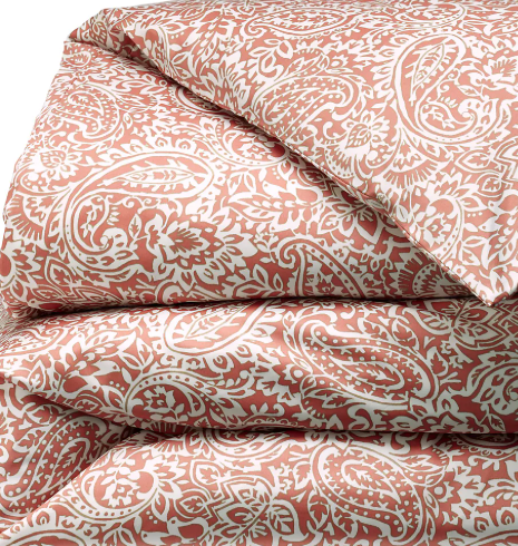 Land's End 400-count No-Iron Coral Paisley Duvet - Full/Queen