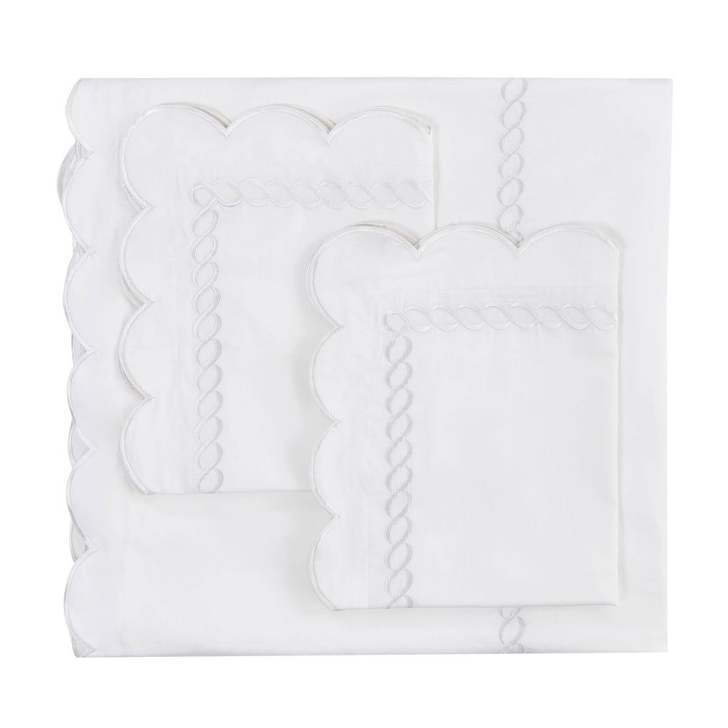 600 Thread Count Scallop Rope Embroidered Cotton Duvet Set