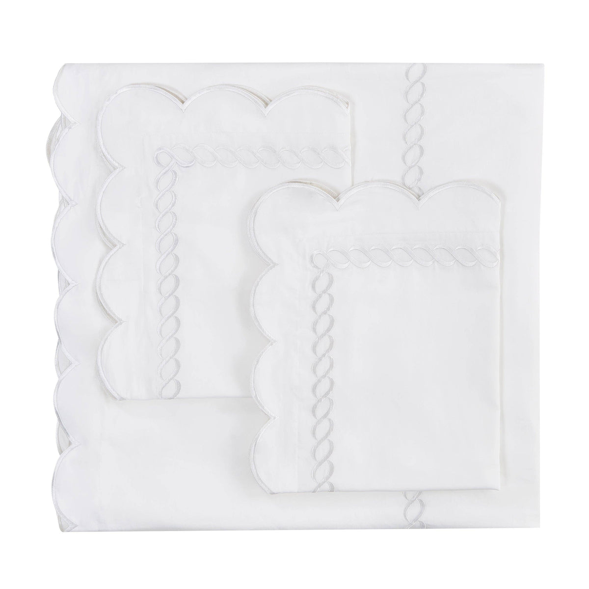 600 Thread Count Scallop Rope Embroidered Cotton Duvet Set