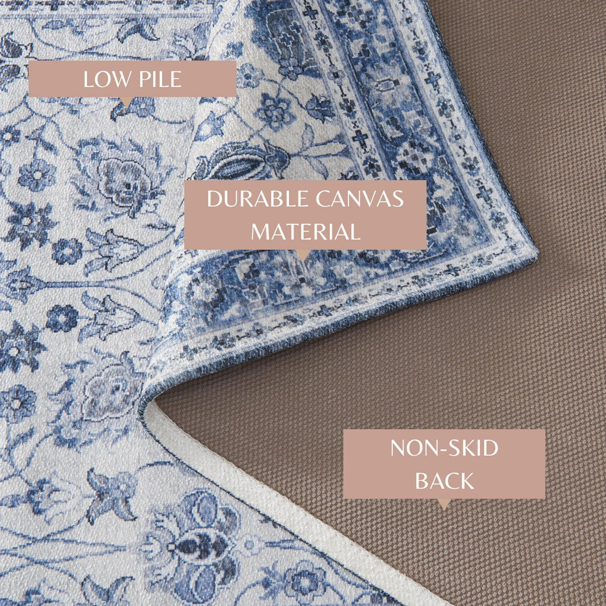 Floral Machine Washable Accent Area Rug 3' x 5' - Matra Collection