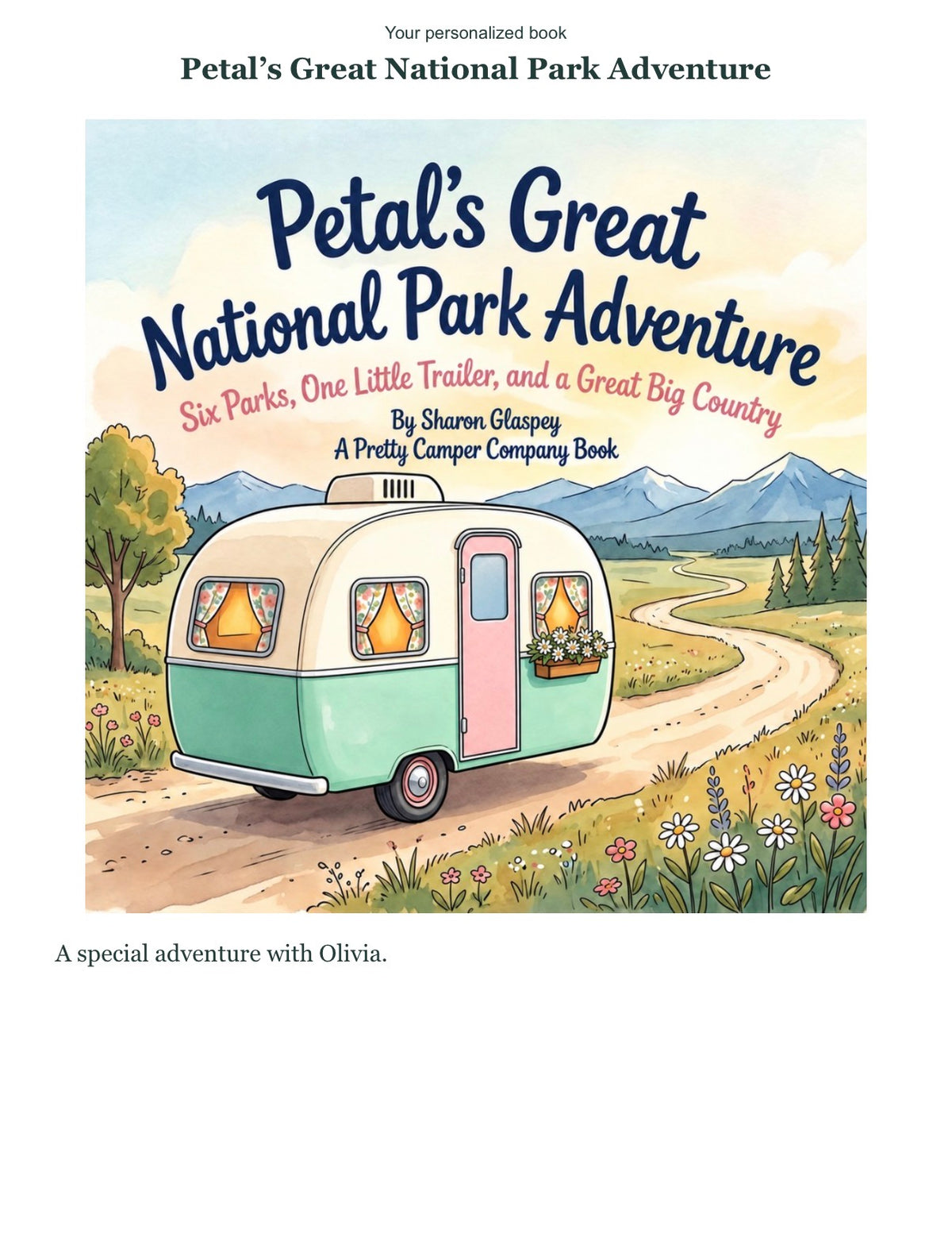 Personalized book cover featuring Olivia