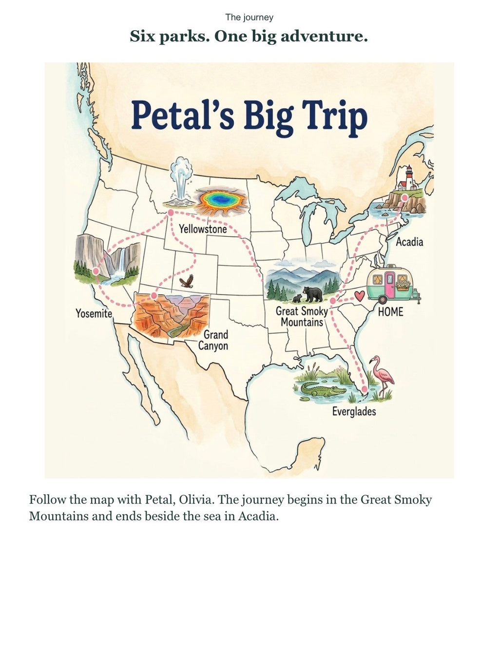 Petal's six national parks adventure map