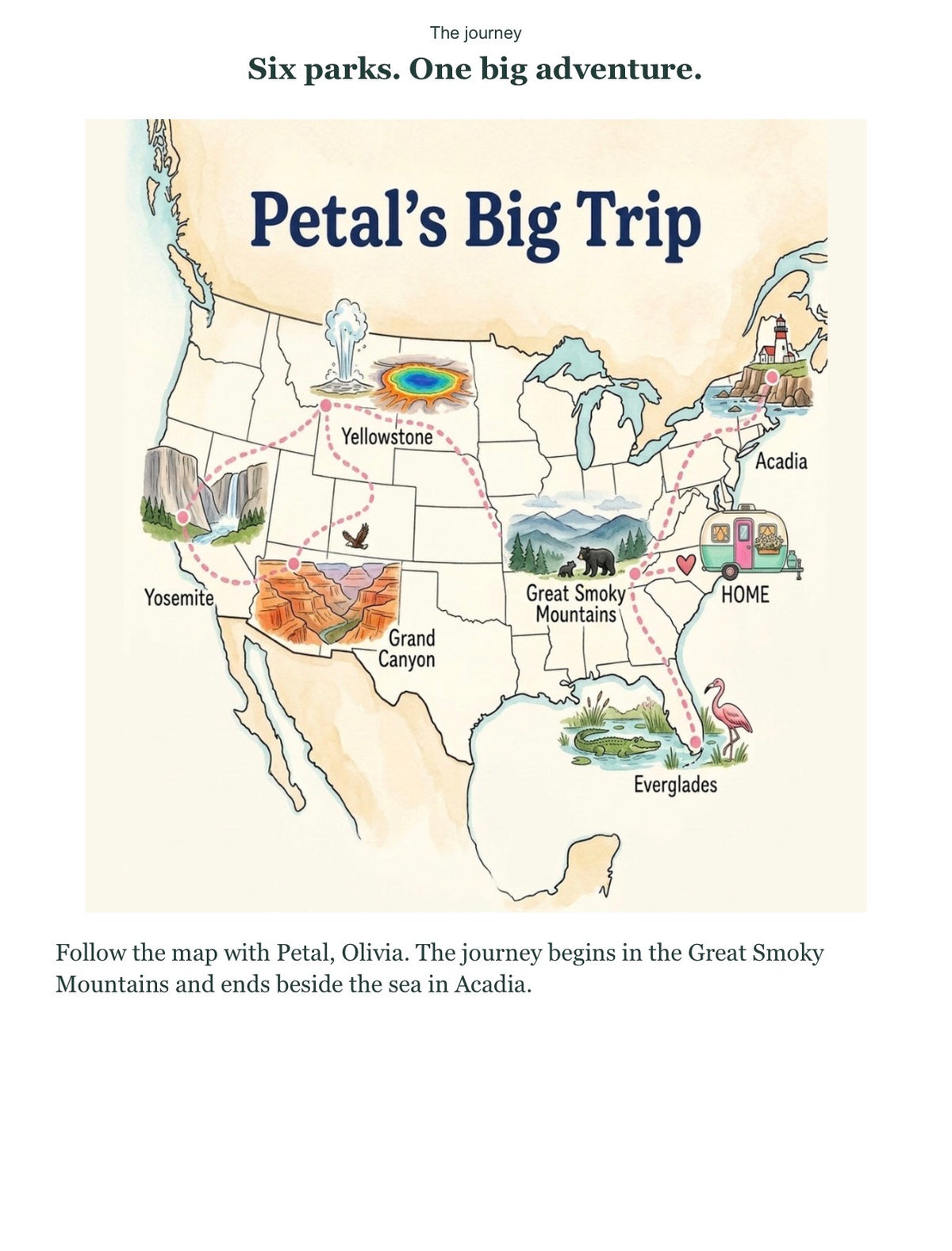 Petal's six national parks adventure map
