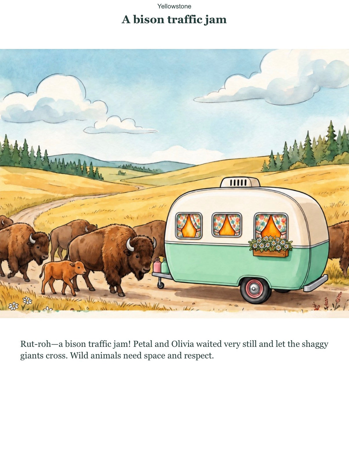 Yellowstone bison story preview personalized with Olivia