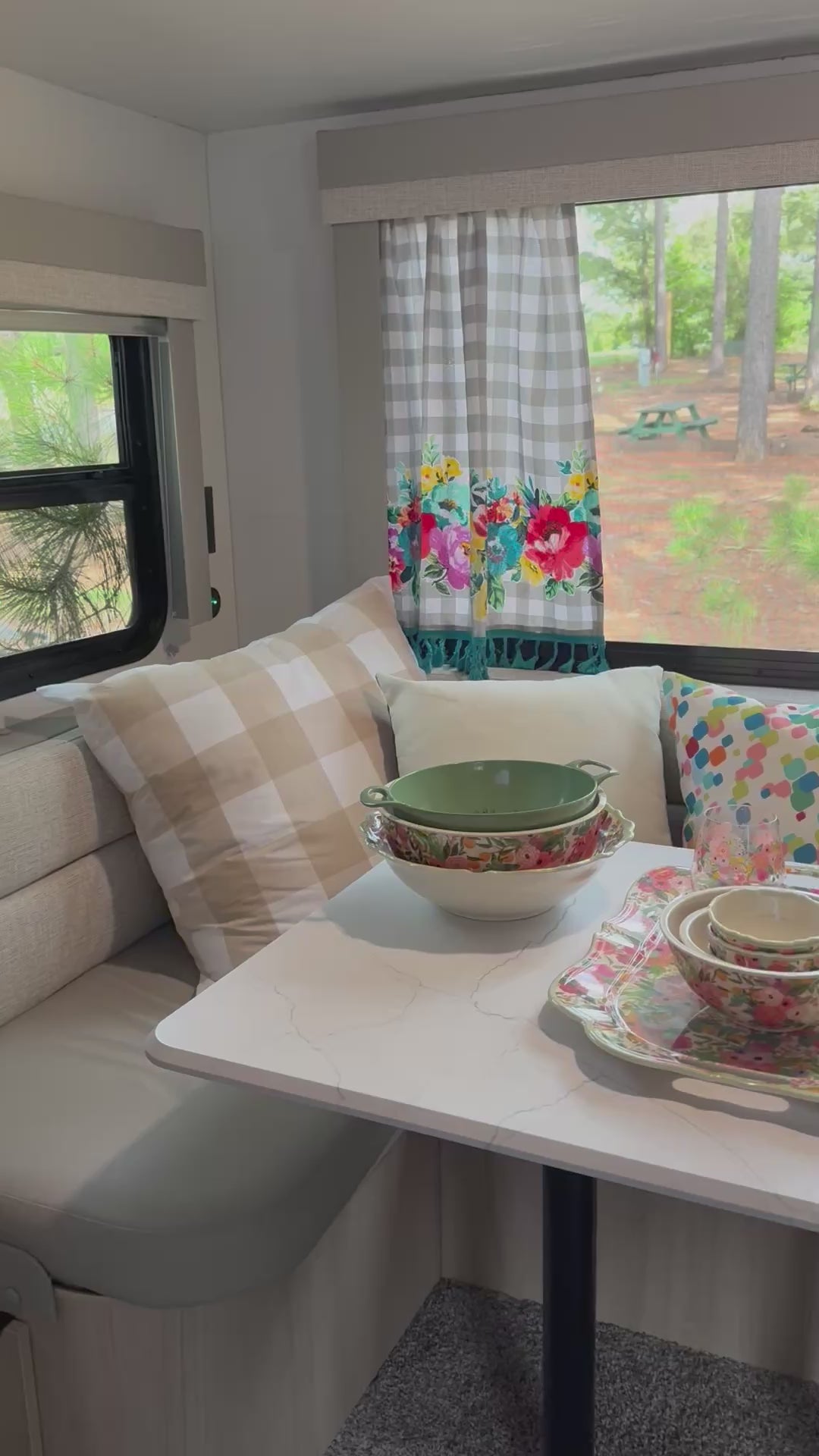 Pretty Camper Teal Floral Curtains