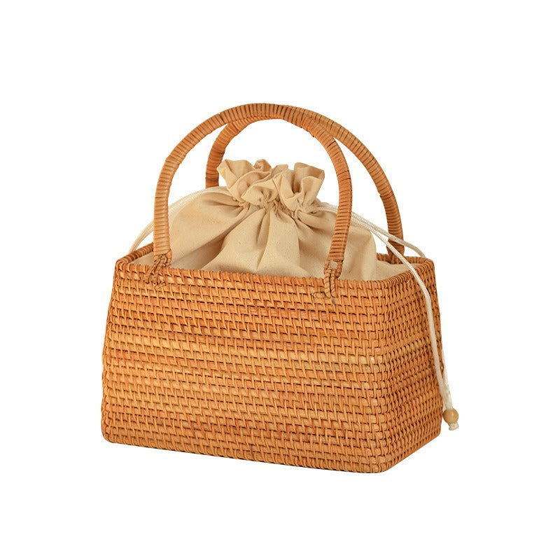 Pure handmade basket Nordic style storage picnic travel basket woven r ...