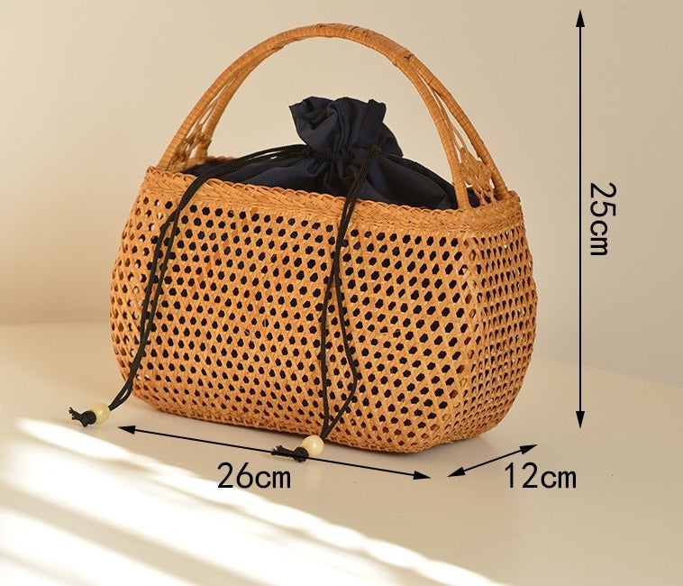 Pure handmade basket Nordic style storage picnic travel basket woven r ...